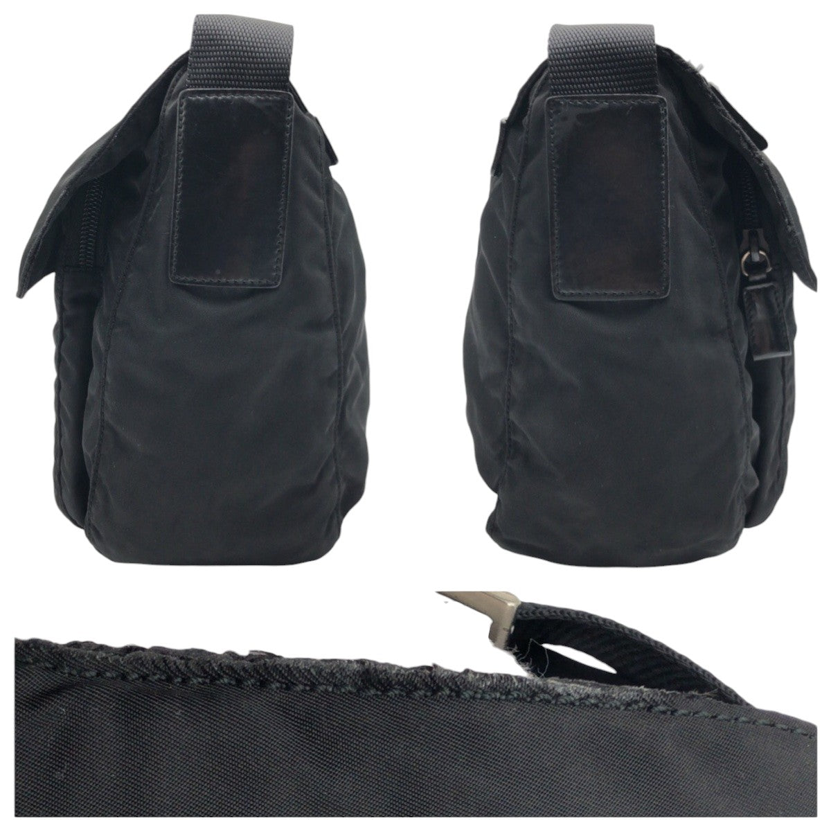 PRADA Shoulder Bag Nylon Black black Test Triangular logo