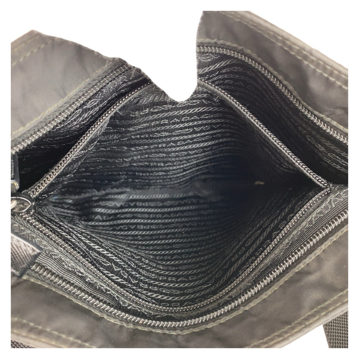 PRADA Shoulder Bag Nylon Black SilverMetal Test Triangle With logo
