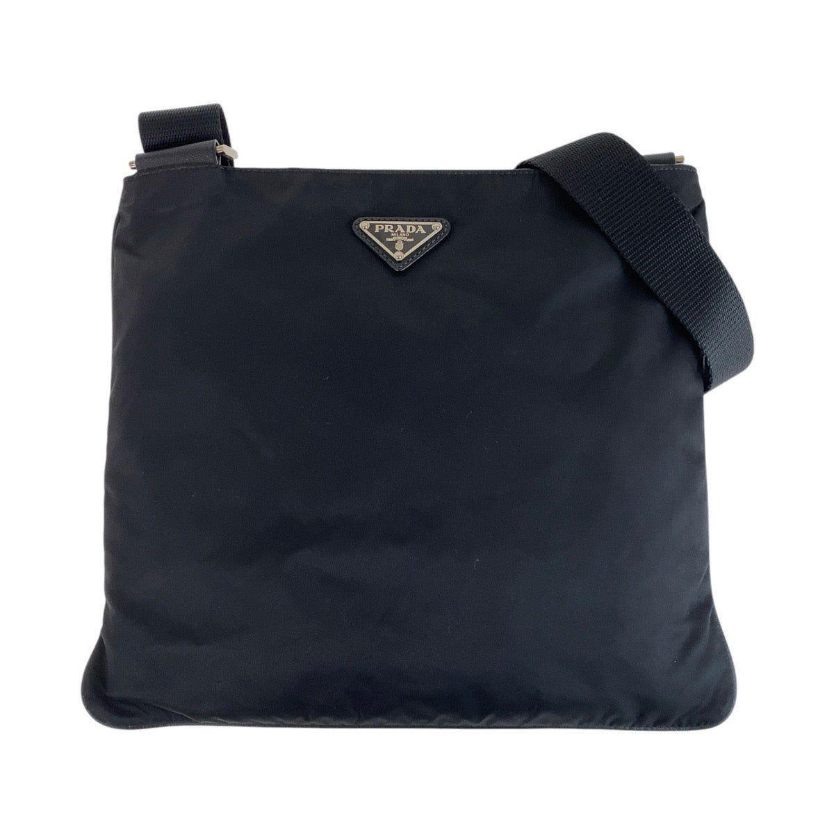 PRADA Shoulder Bag Nylon Black SilverMetal Test Triangle With logo