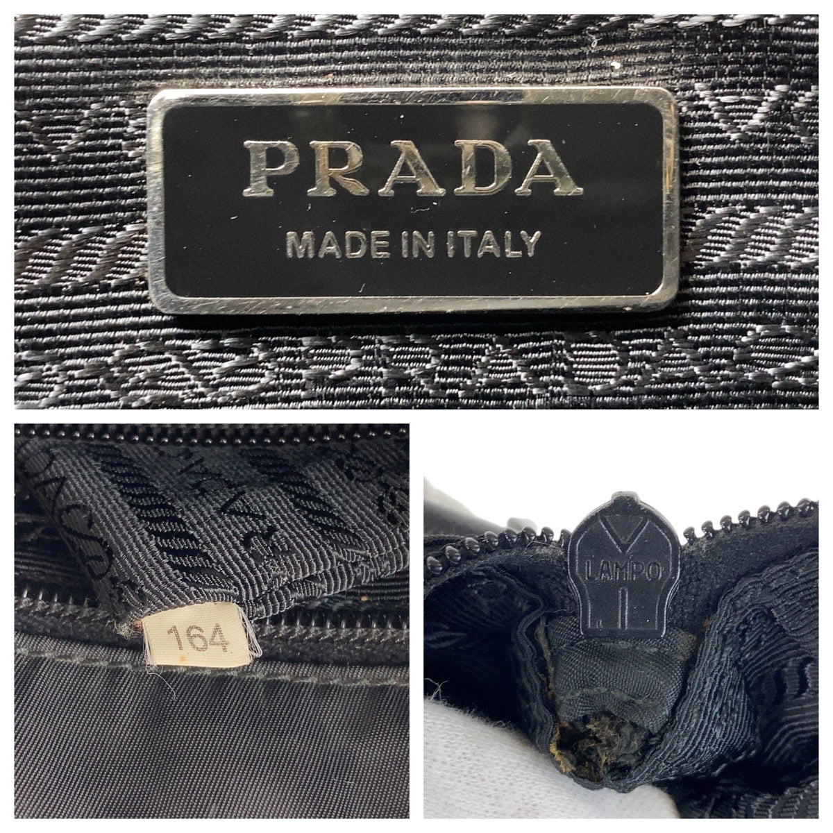 PRADA Shoulder Bag Nylon Black SilverMetal Test Triangle With logo
