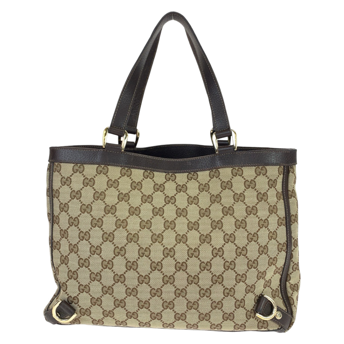 GUCCI Tote Bag 170004 GG canvas Beige Brown Gold Metal Abbey