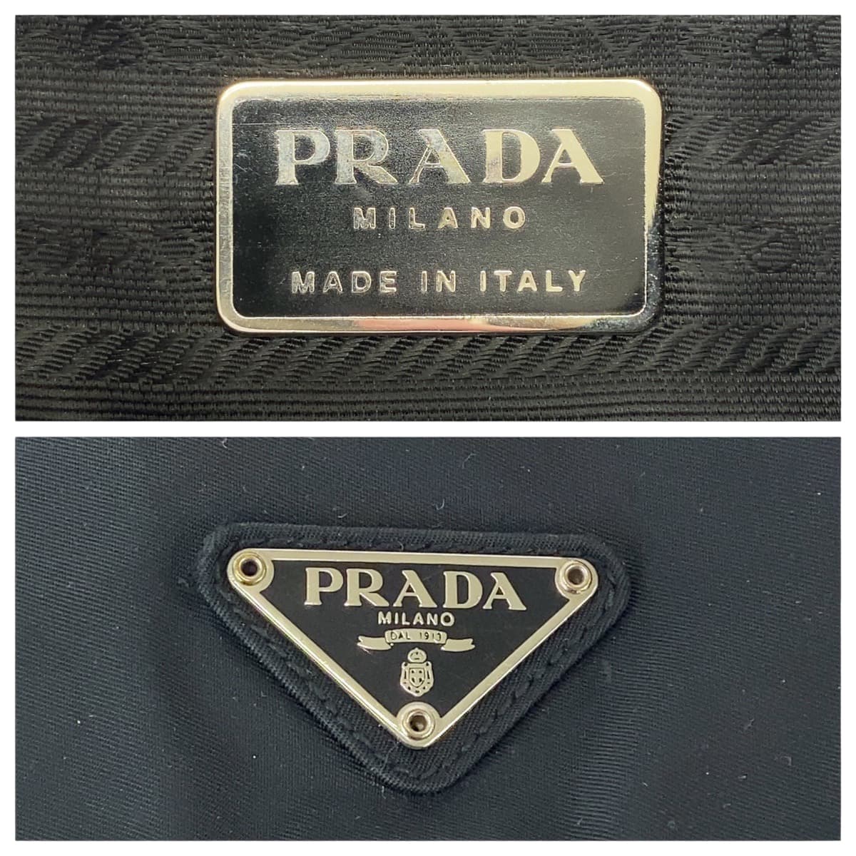 PRADA Shoulder Bag Nylon Black SilverMetal Test Triangle With logo