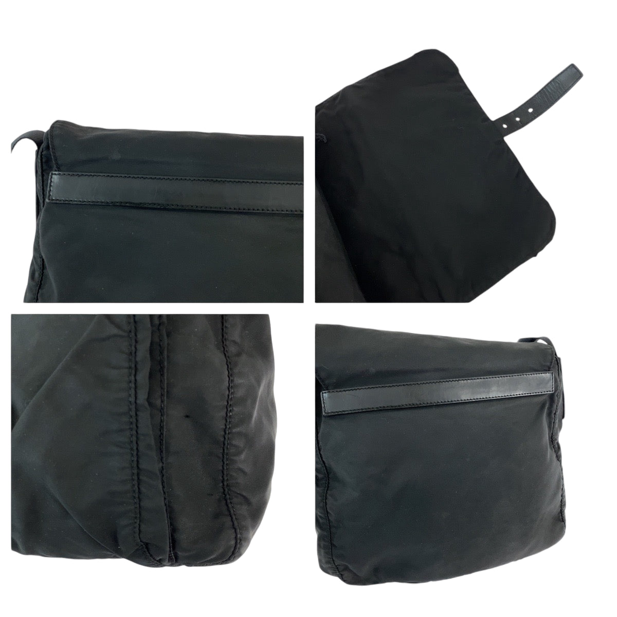 PRADA Shoulder Bag Nylon Black SilverMetal Test Triangle With logo