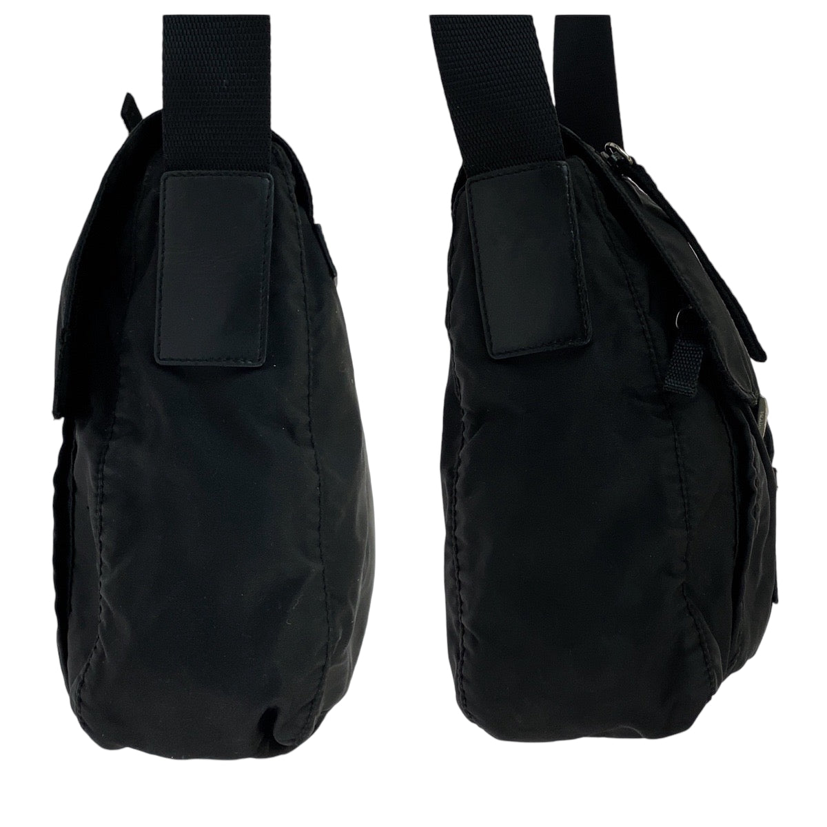 PRADA Shoulder Bag Nylon Black SilverMetal Test Triangle With logo