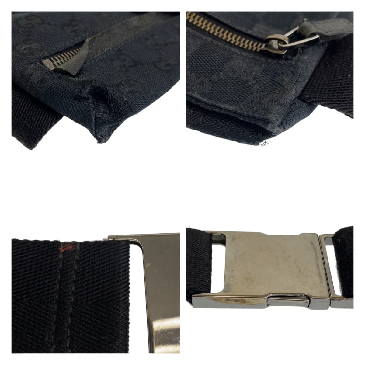GUCCI Waist bag 28566 GG canvas Black SilverMetal
