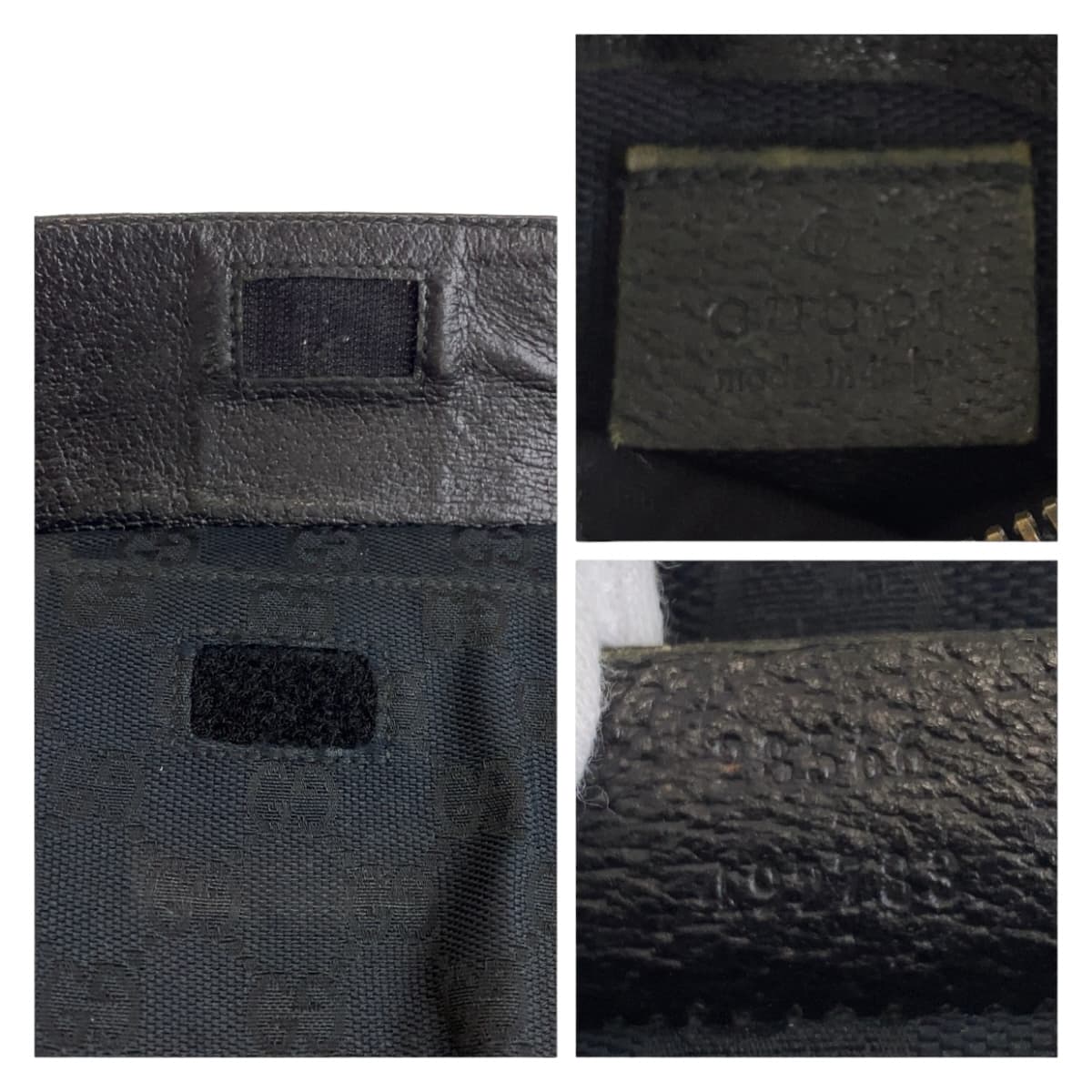 GUCCI Waist bag 28566 GG canvas Black SilverMetal