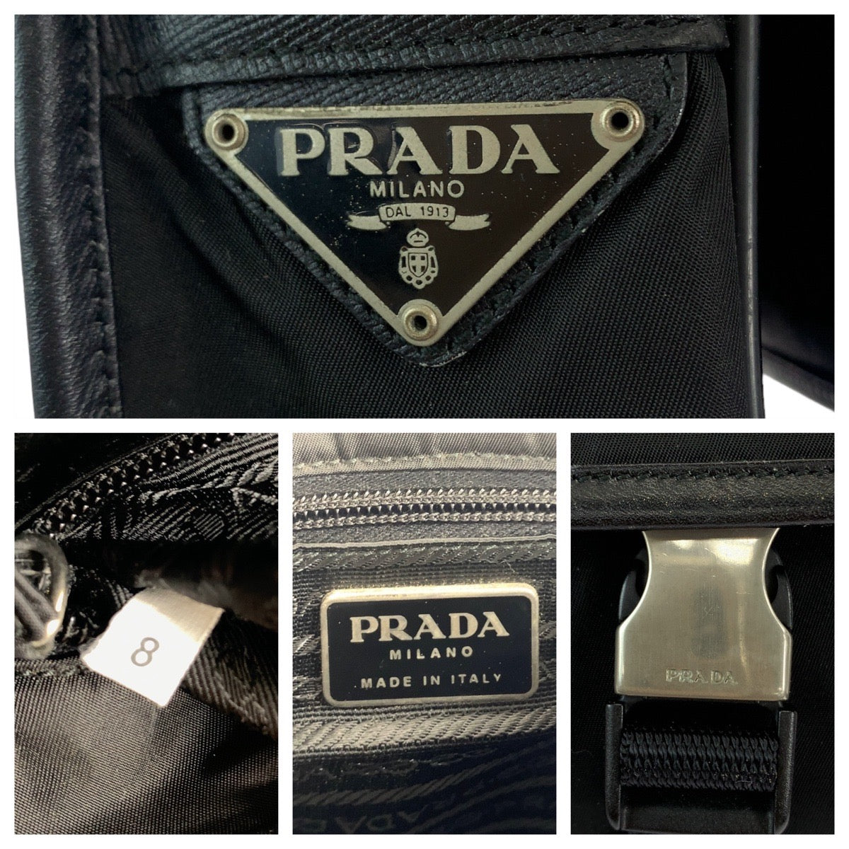 PRADA Shoulder Bag Nylon Black SilverMetal Test Triangle With logo