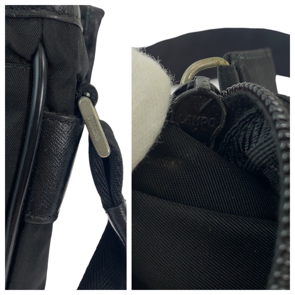 PRADA Shoulder Bag Nylon Black SilverMetal Test Triangle With logo