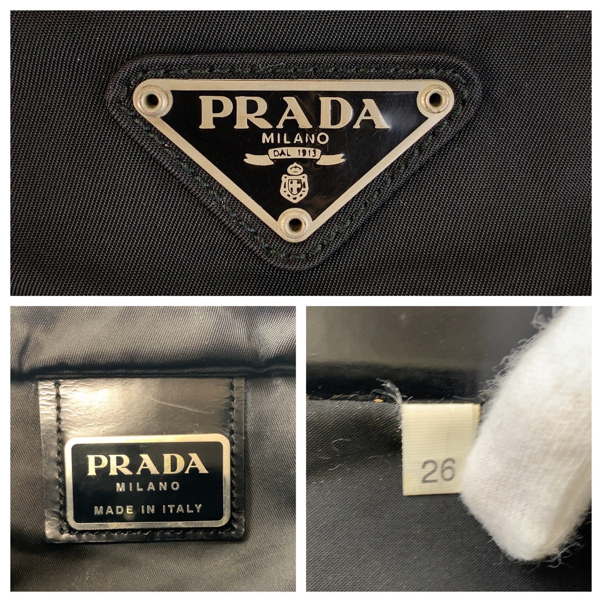 PRADA Shoulder Bag Nylon Black SilverMetal Test Triangle With logo
