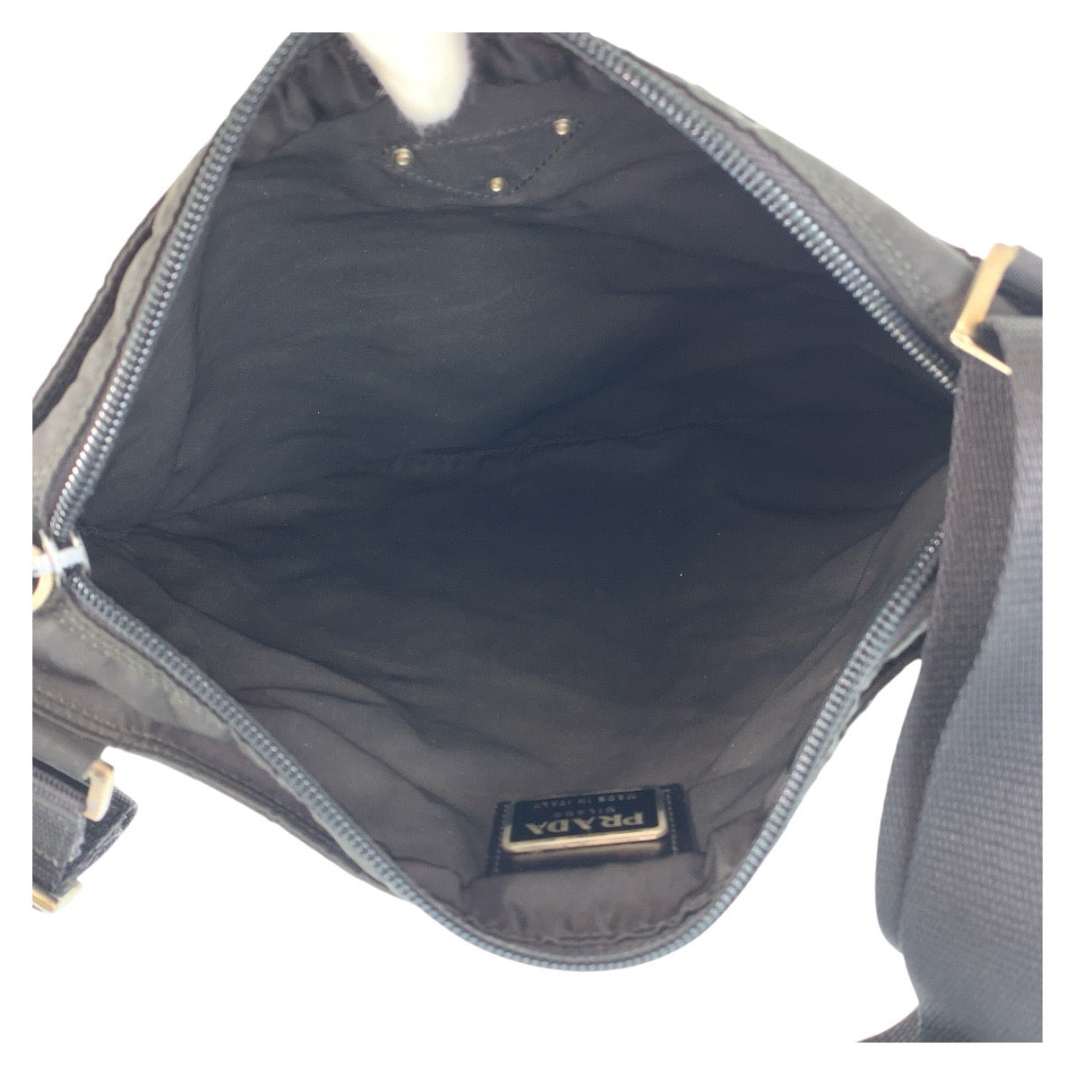 PRADA Shoulder Bag Nylon Black SilverMetal Test Triangle With logo