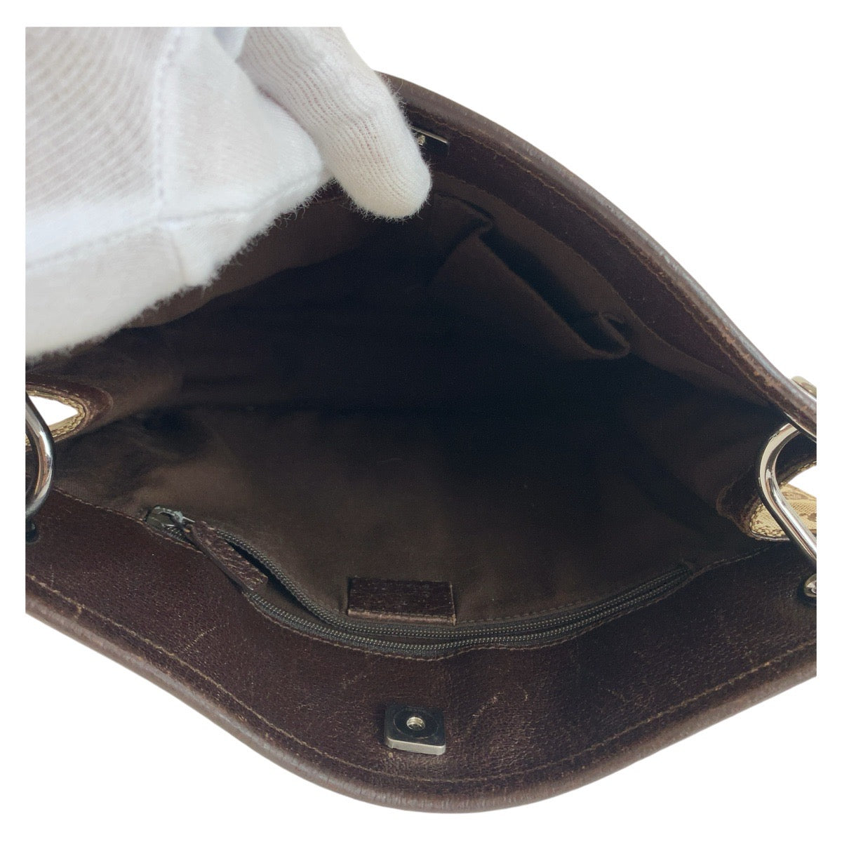 GUCCI Shoulder Bag 120841 GG canvas, leather Brown Silver Metal