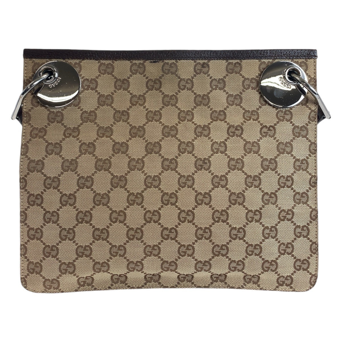 GUCCI Shoulder Bag 120841 GG canvas, leather Brown Silver Metal
