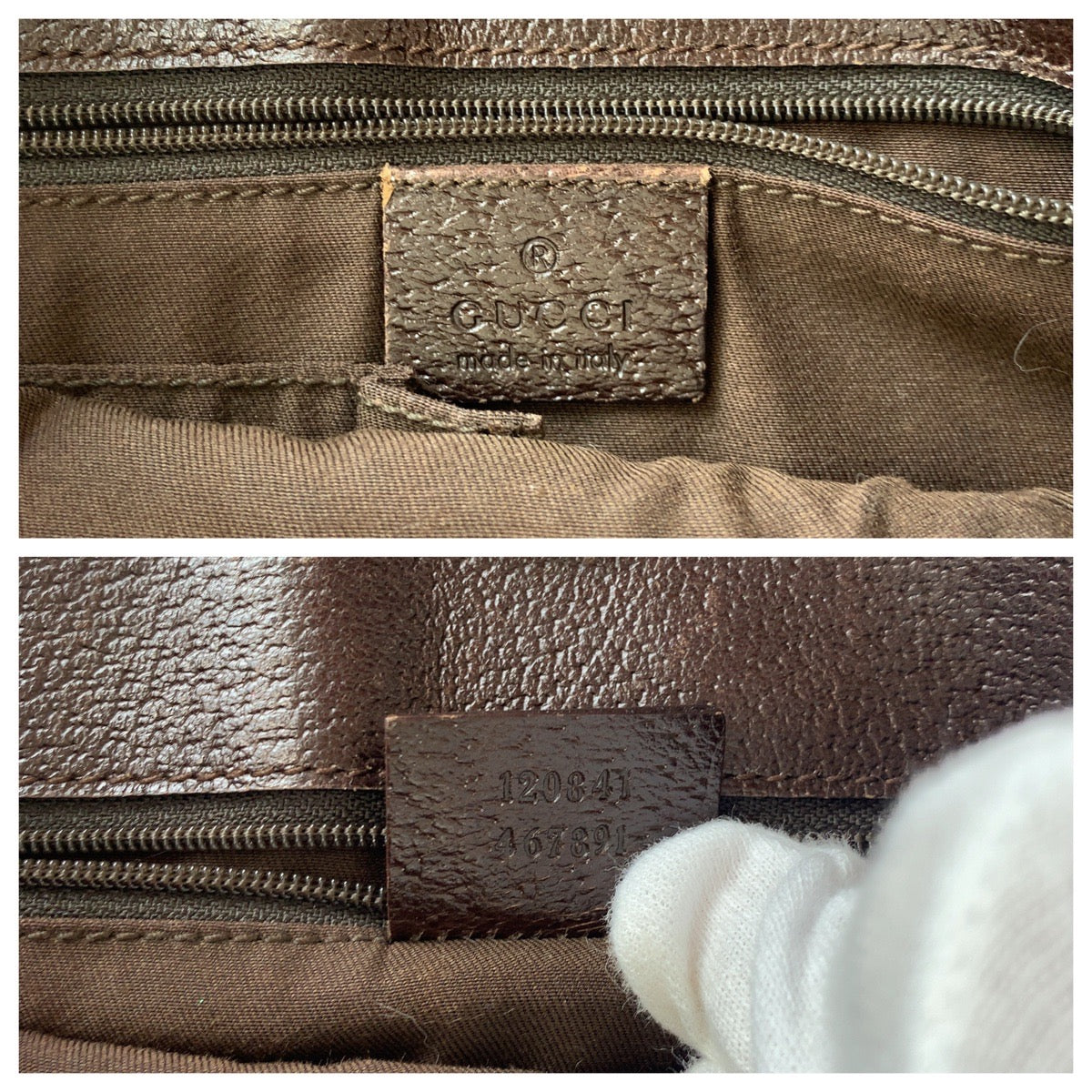 GUCCI Shoulder Bag 120841 GG canvas, leather Brown Silver Metal