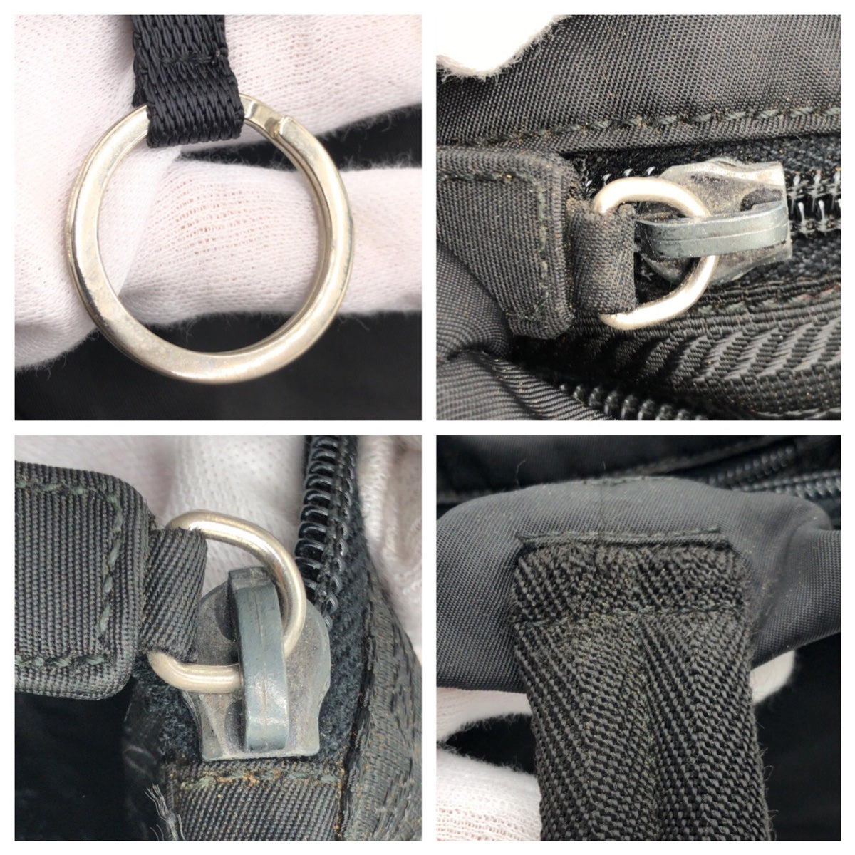 PRADA Tote Bag Nylon Black black Test Triangular logo