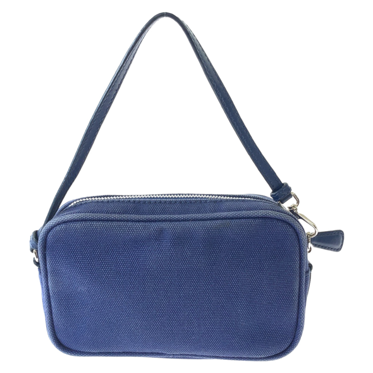 PRADA Handbag canvas Blue Silver Metal