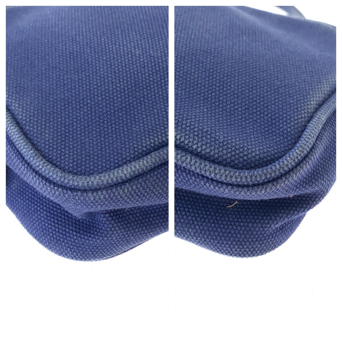 PRADA Handbag canvas Blue Silver Metal