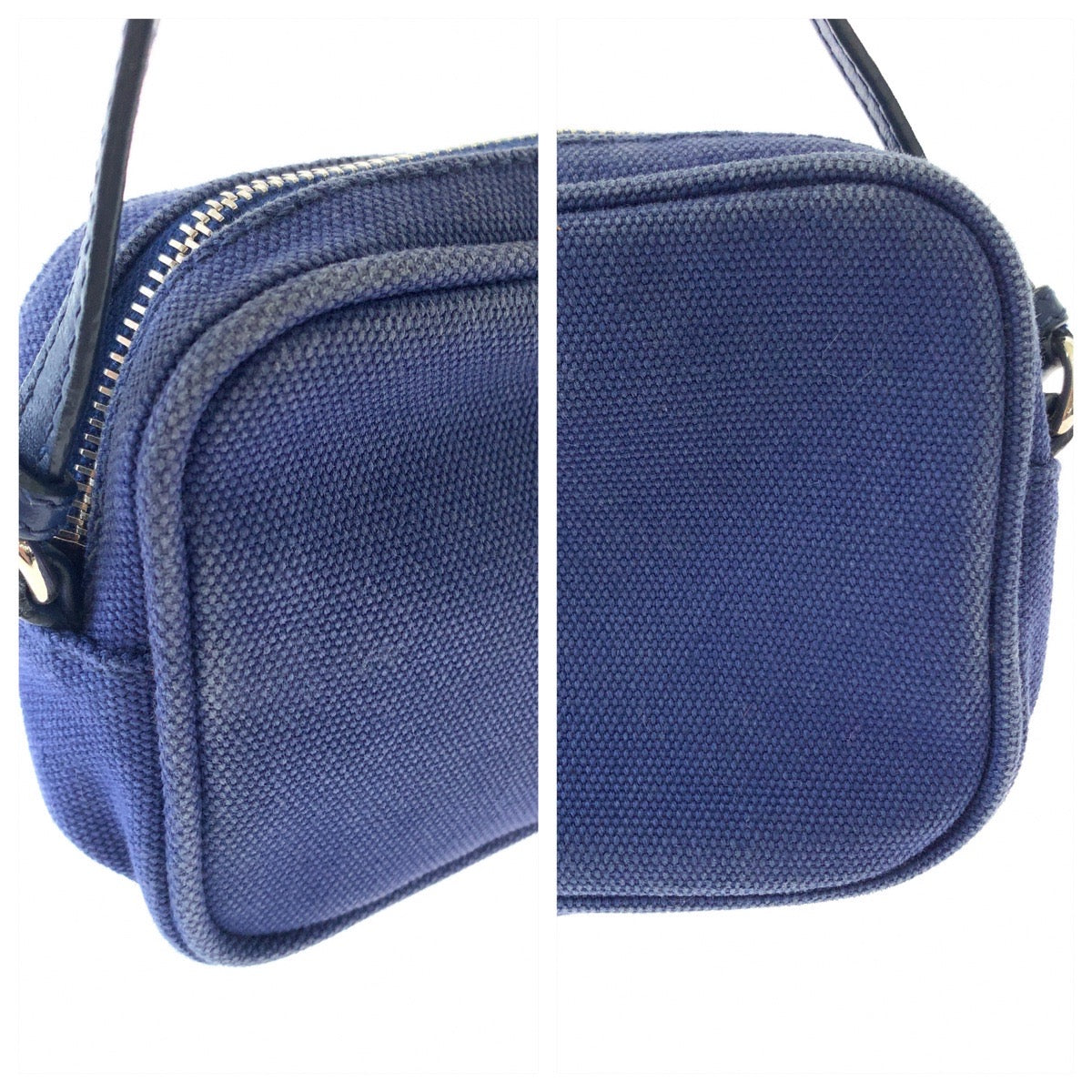 PRADA Handbag canvas Blue Silver Metal