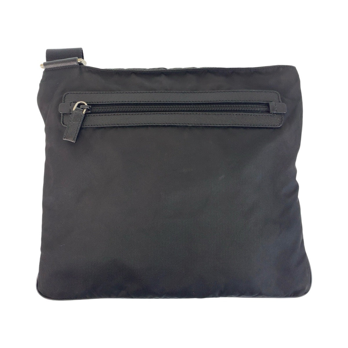 PRADA Shoulder Bag Nylon Black SilverMetal Testo Saffiano leather Triangle With logo