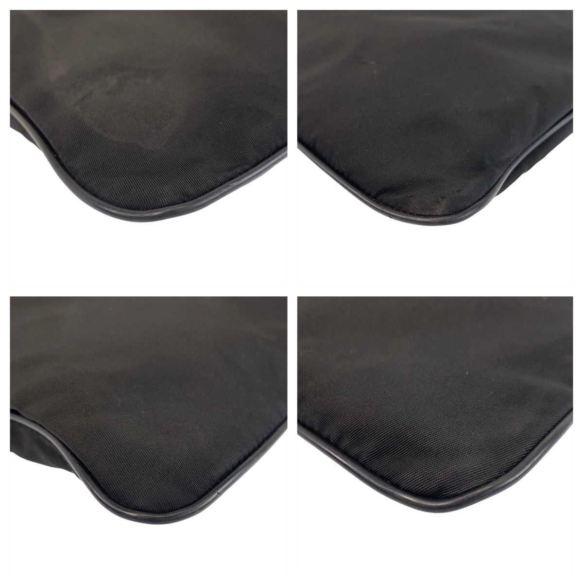 PRADA Shoulder Bag Nylon Black SilverMetal Testo Saffiano leather Triangle With logo