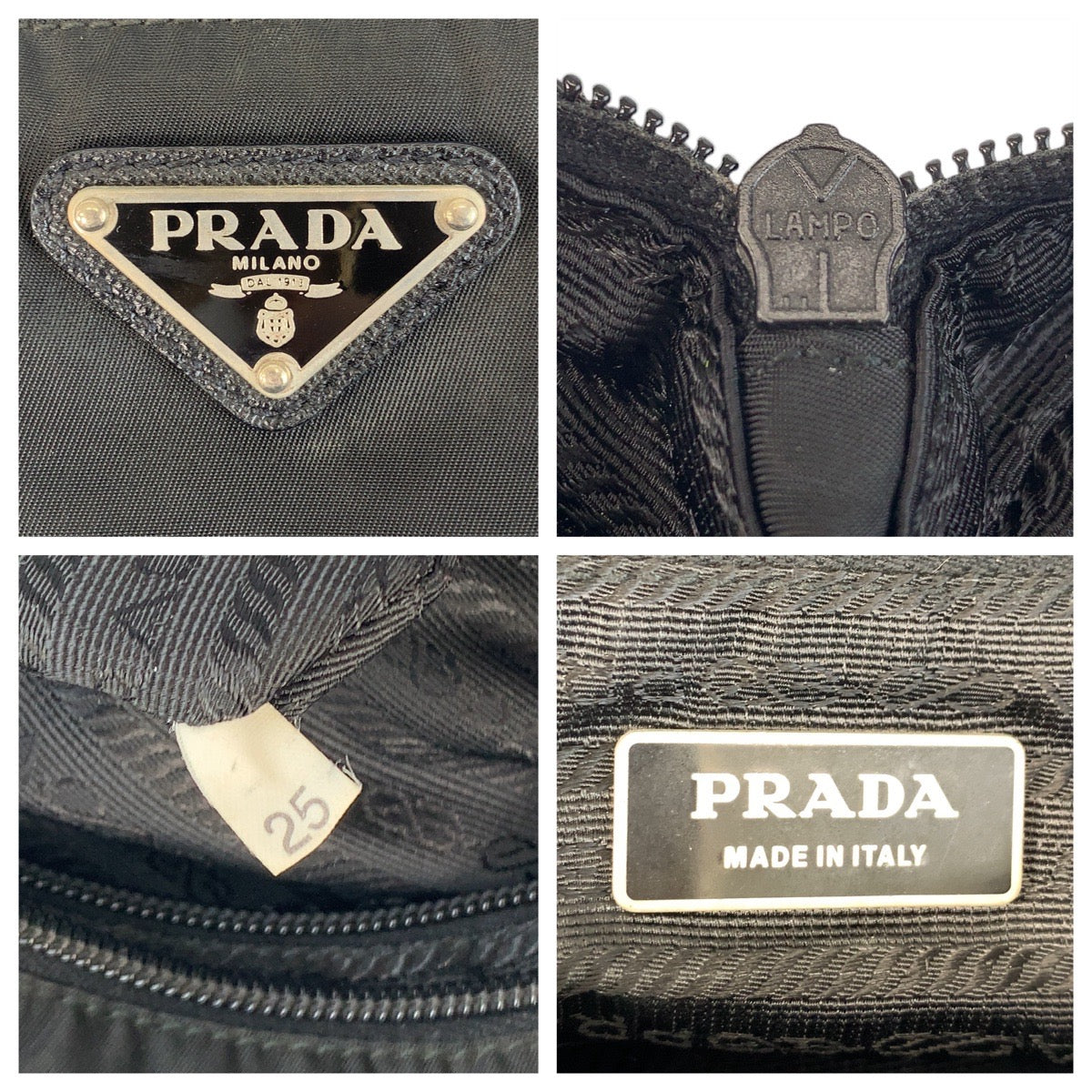 PRADA Shoulder Bag Nylon Black SilverMetal Testo Saffiano leather Triangle With logo