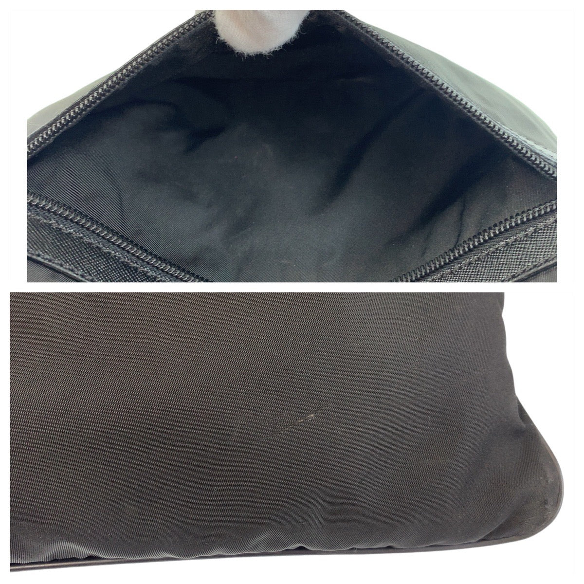 PRADA Shoulder Bag Nylon Black SilverMetal Testo Saffiano leather Triangle With logo