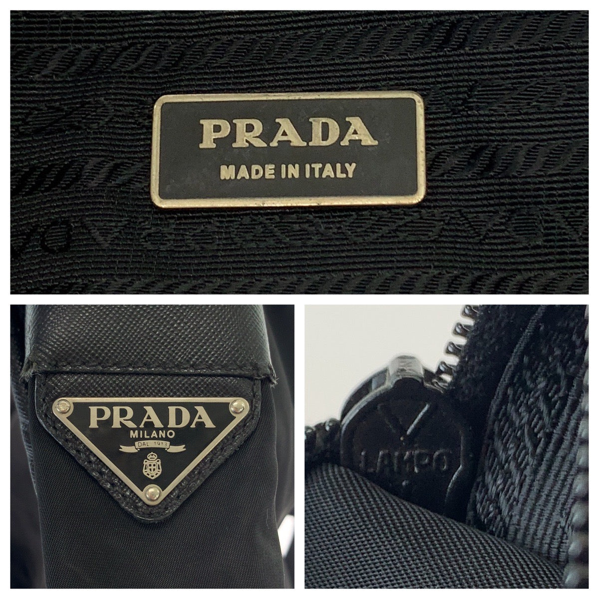 PRADA Shoulder Bag Nylon Black SilverMetal Test Triangle With logo