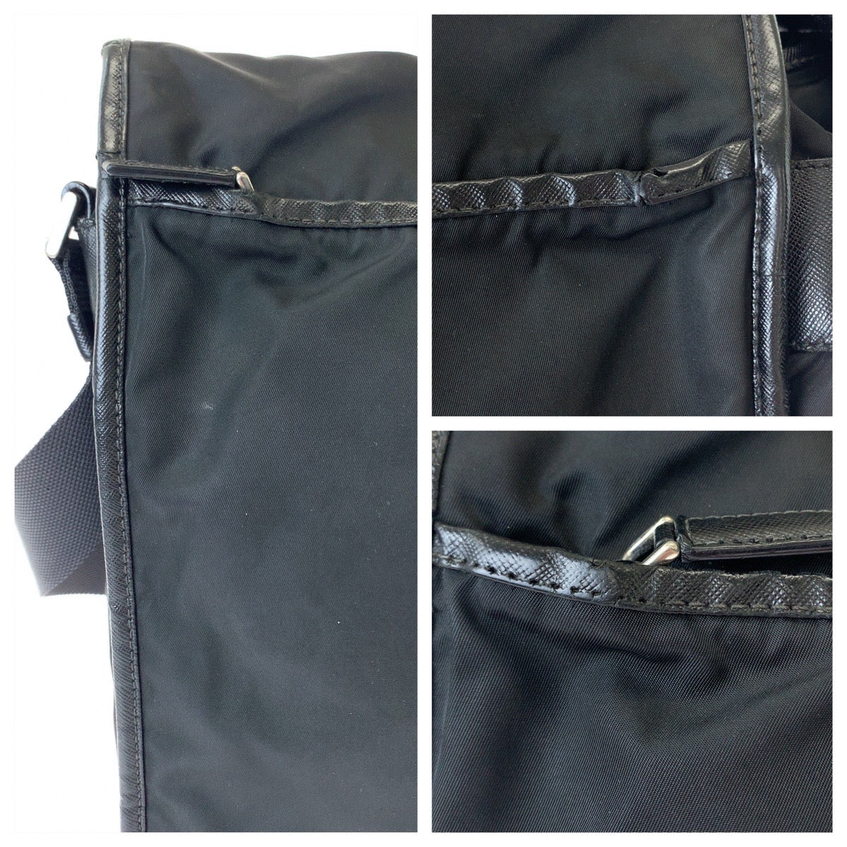 PRADA Shoulder Bag Nylon Black SilverMetal Test Triangle With logo