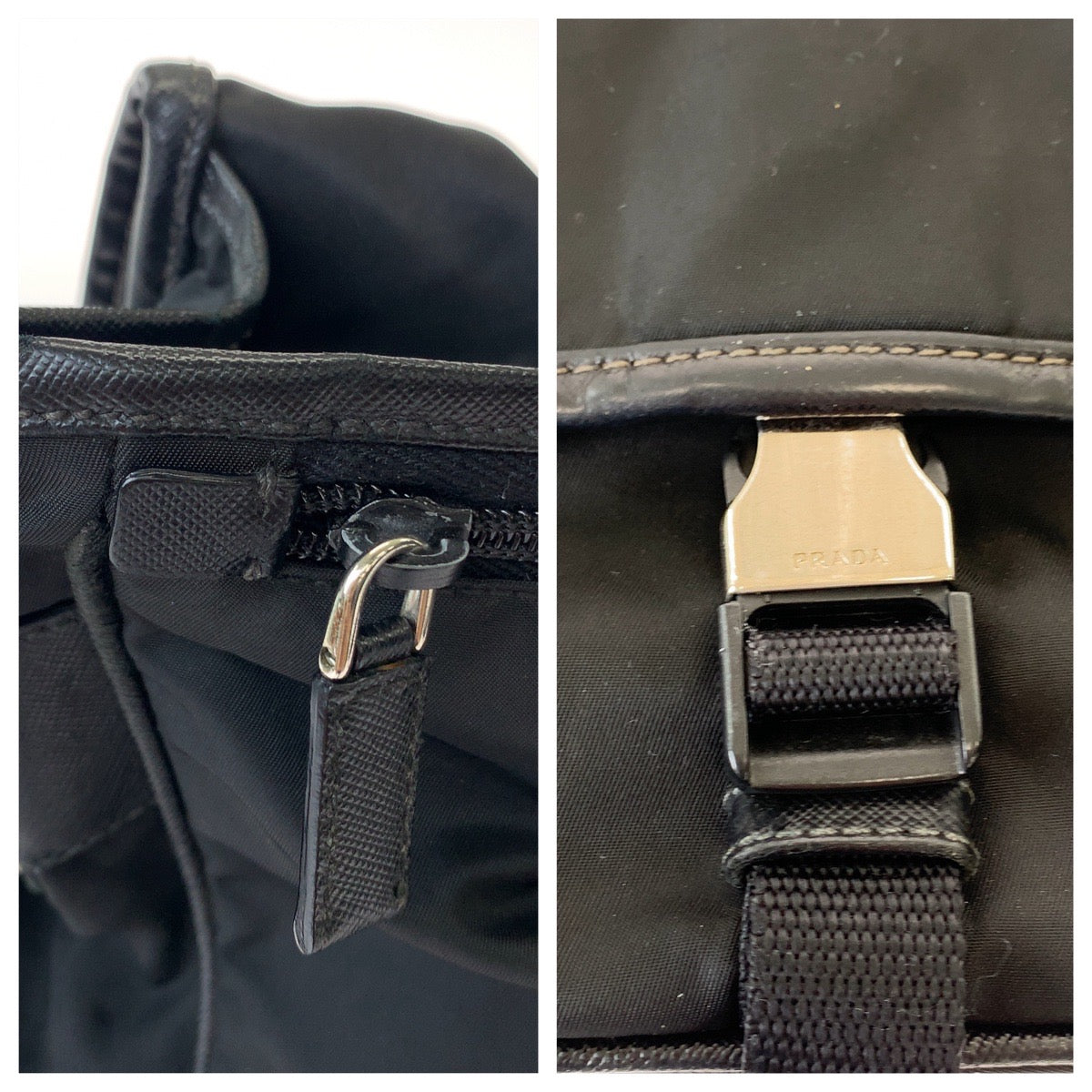 PRADA Shoulder Bag Nylon Black SilverMetal Test Triangle With logo