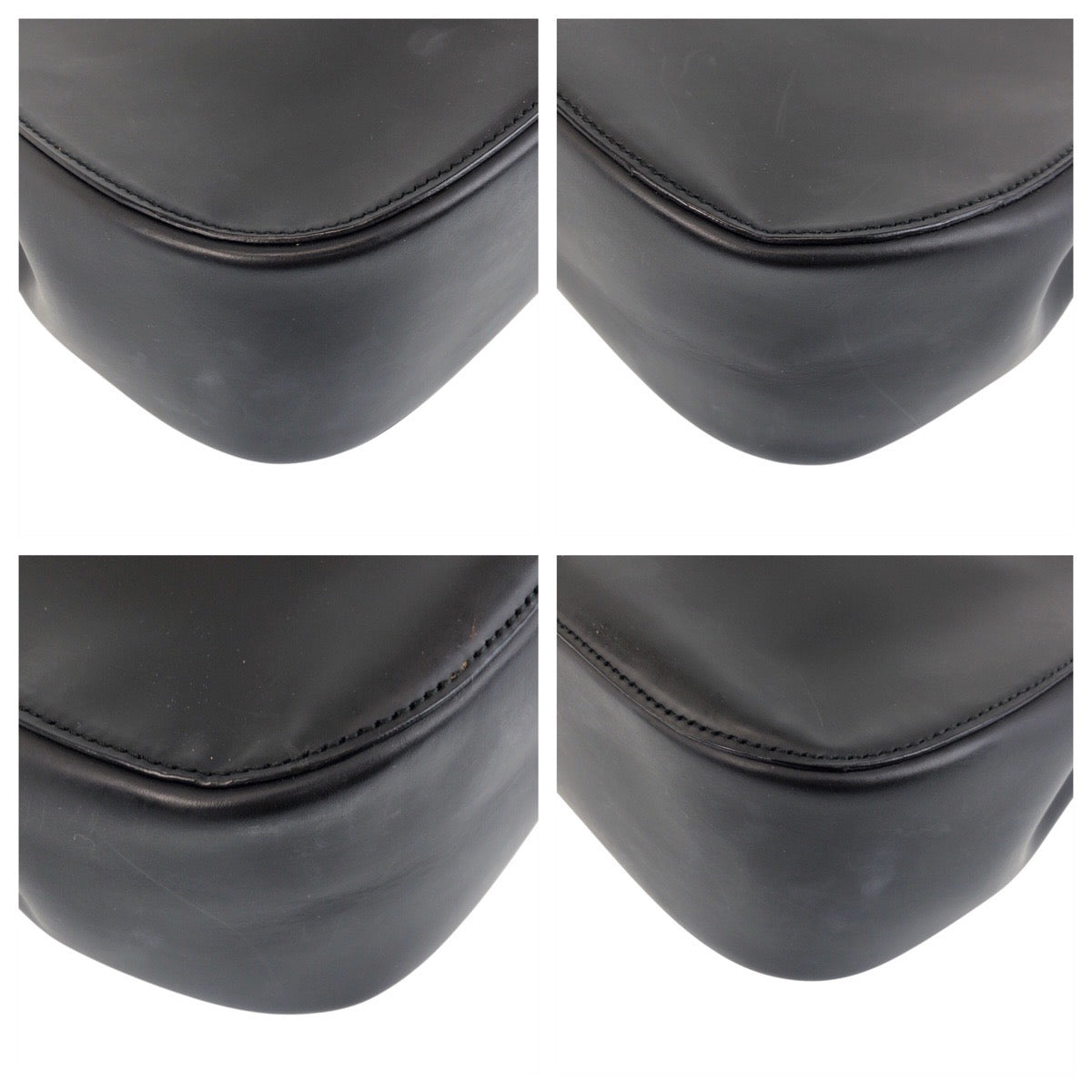 GUCCI Shoulder Bag 001 3739 leather Black black red Bamboo