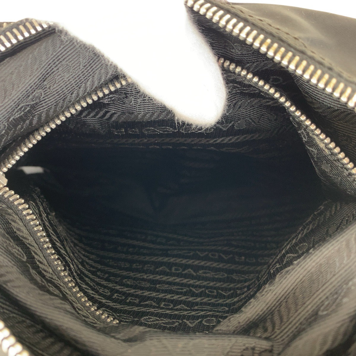 PRADA Shoulder Bag Nylon Black SilverMetal Test Triangle With logo