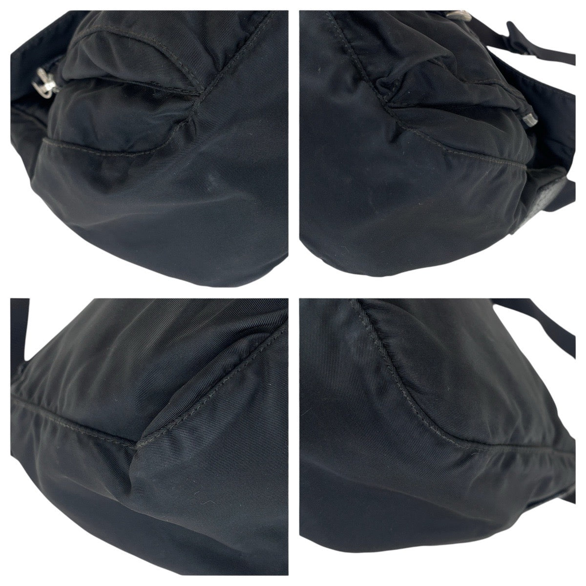 PRADA Shoulder Bag Nylon Black SilverMetal Test Triangle With logo