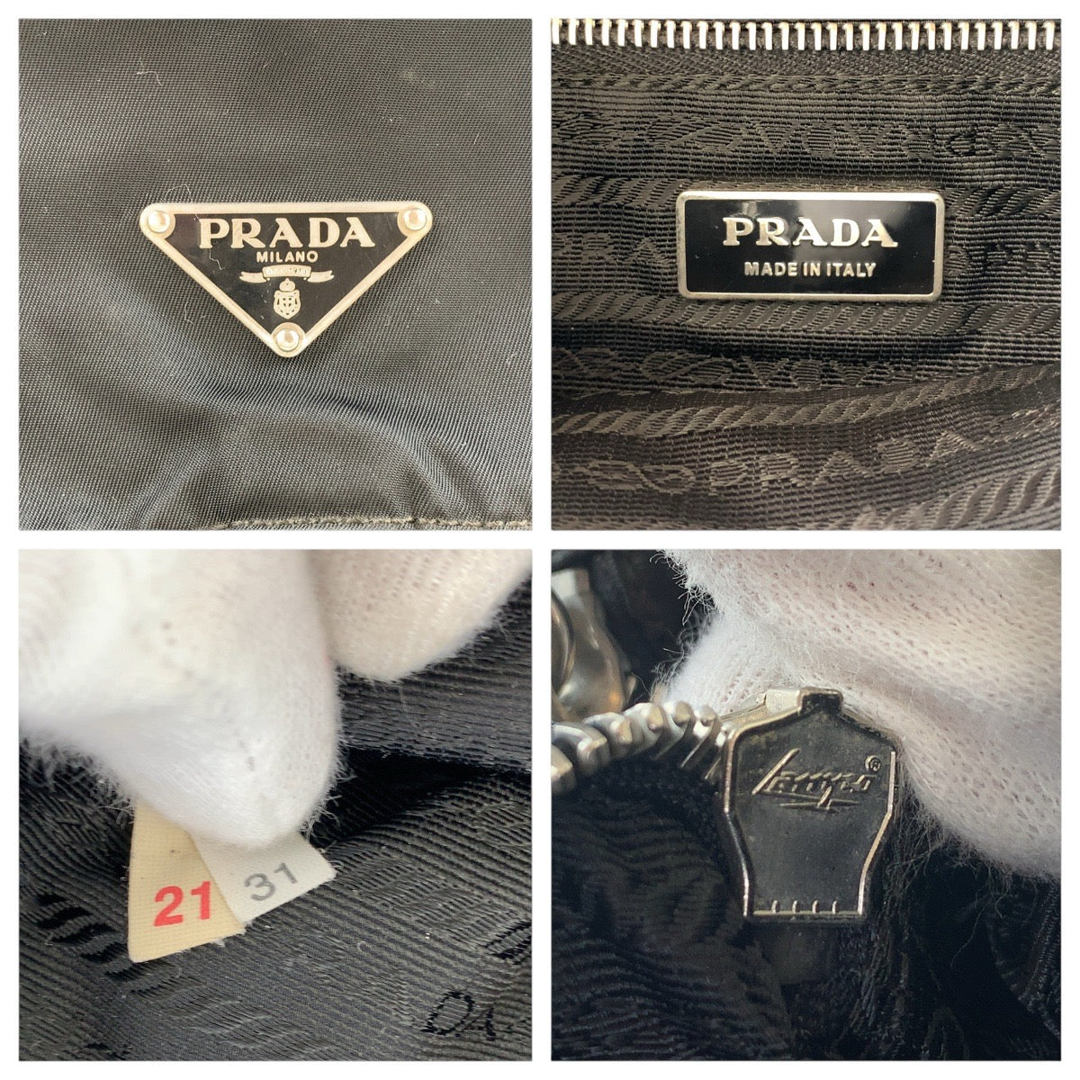 PRADA Shoulder Bag Nylon Black SilverMetal Test Triangle With logo