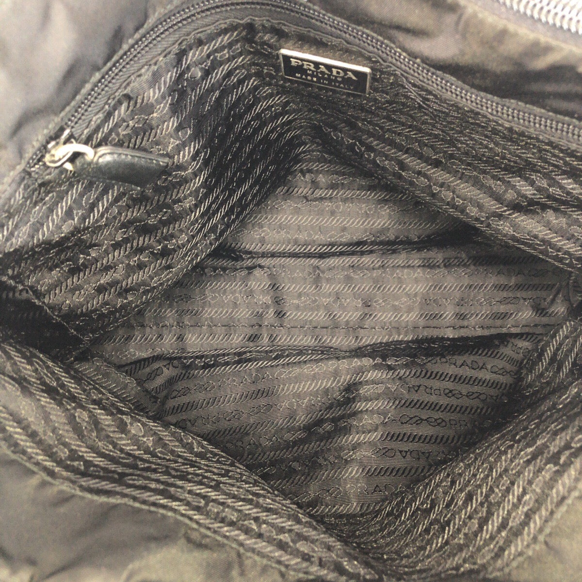 PRADA Shoulder Bag Nylon Black SilverMetal Test Triangle With logo