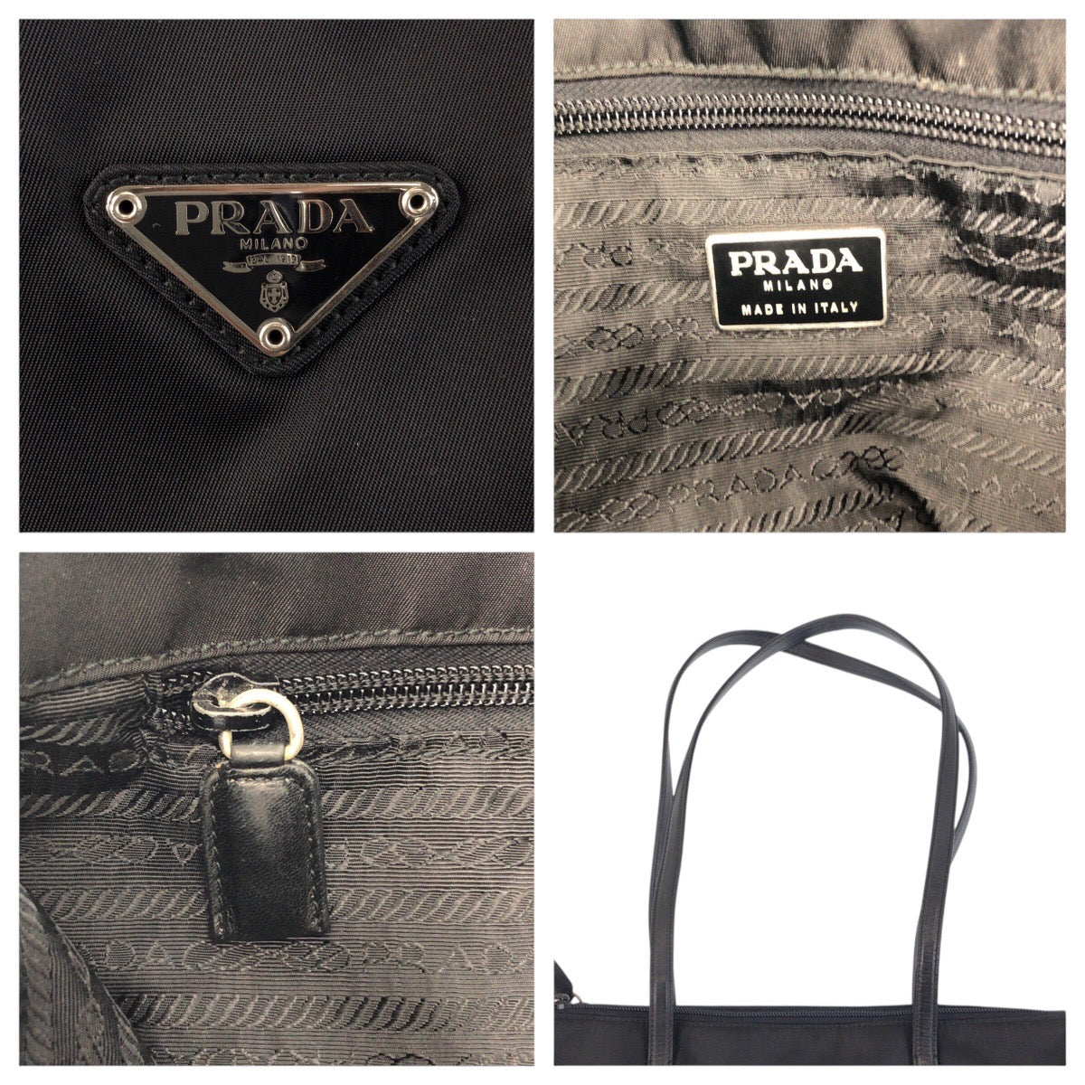 PRADA Shoulder Bag Nylon Black SilverMetal Test Triangle With logo