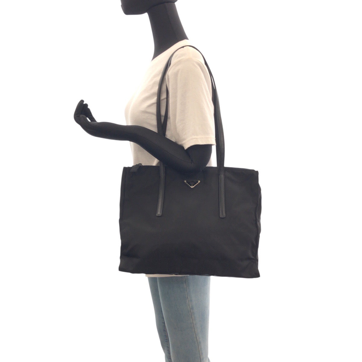 PRADA Shoulder Bag Nylon Black SilverMetal Test Triangle With logo