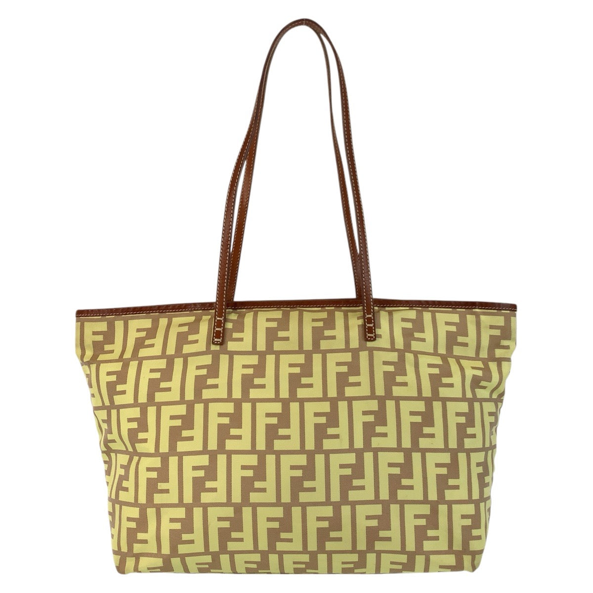 FENDI Tote Bag 8BH198 Nylon Yellow brown Zucca