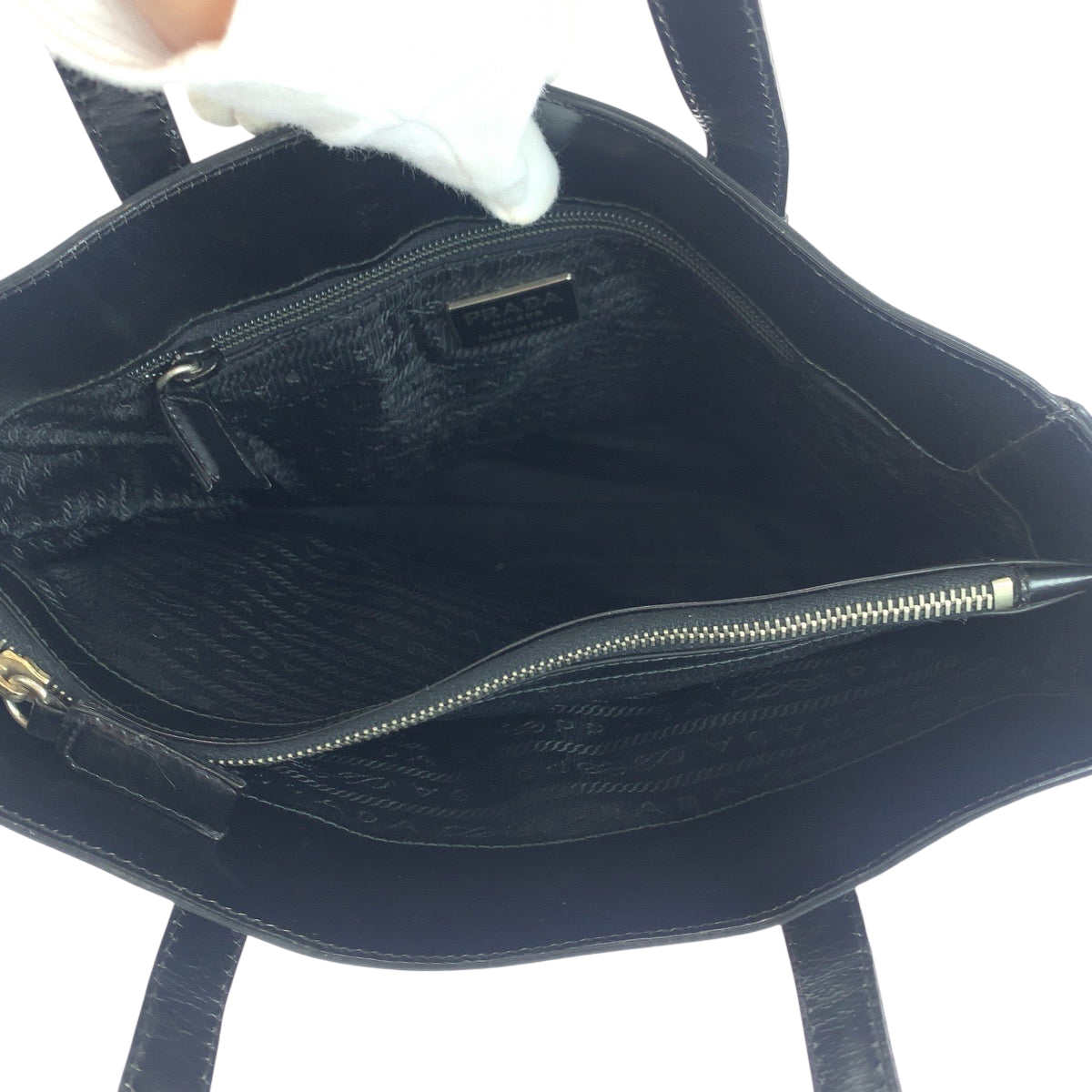 PRADA Tote Bag Nylon Black SilverMetal Test logo