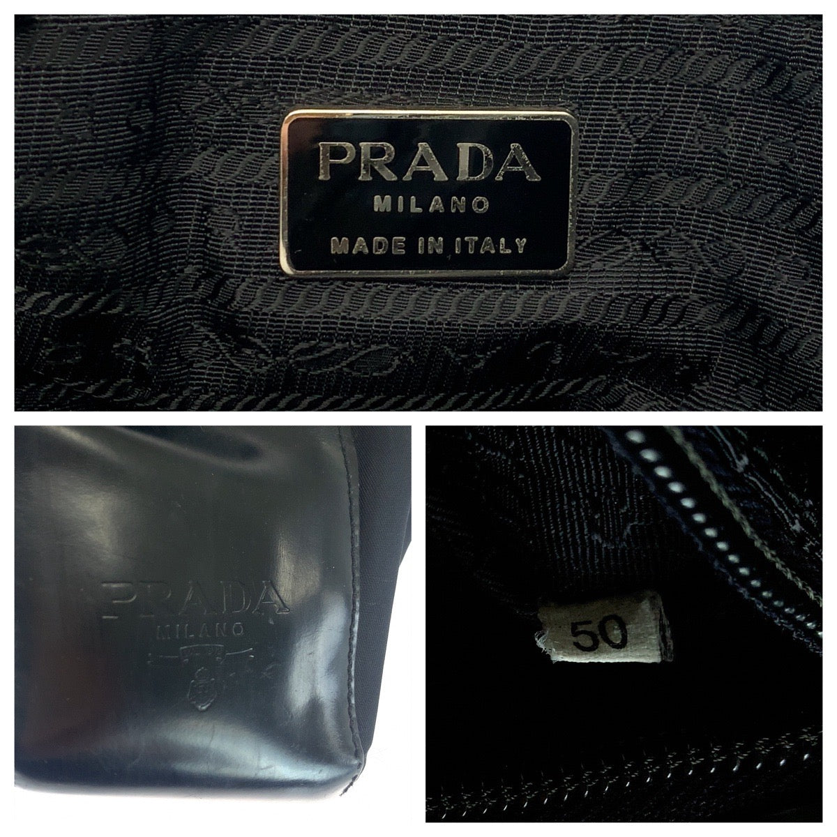 PRADA Tote Bag Nylon Black SilverMetal Test logo