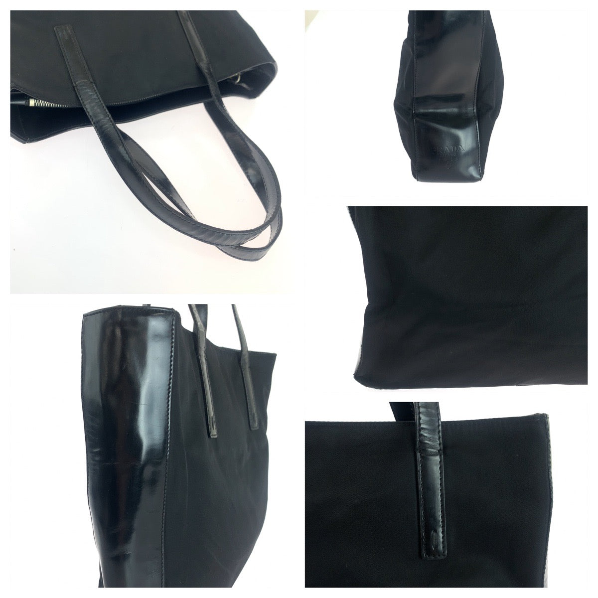 PRADA Tote Bag Nylon Black SilverMetal Test logo
