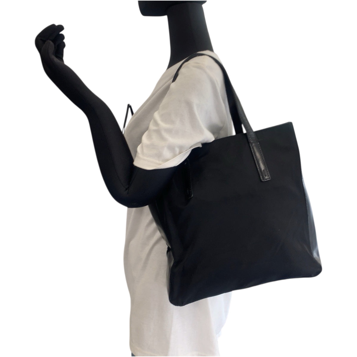 PRADA Tote Bag Nylon Black SilverMetal Test logo