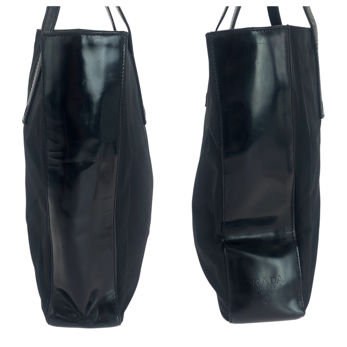 PRADA Tote Bag Nylon Black SilverMetal Test logo