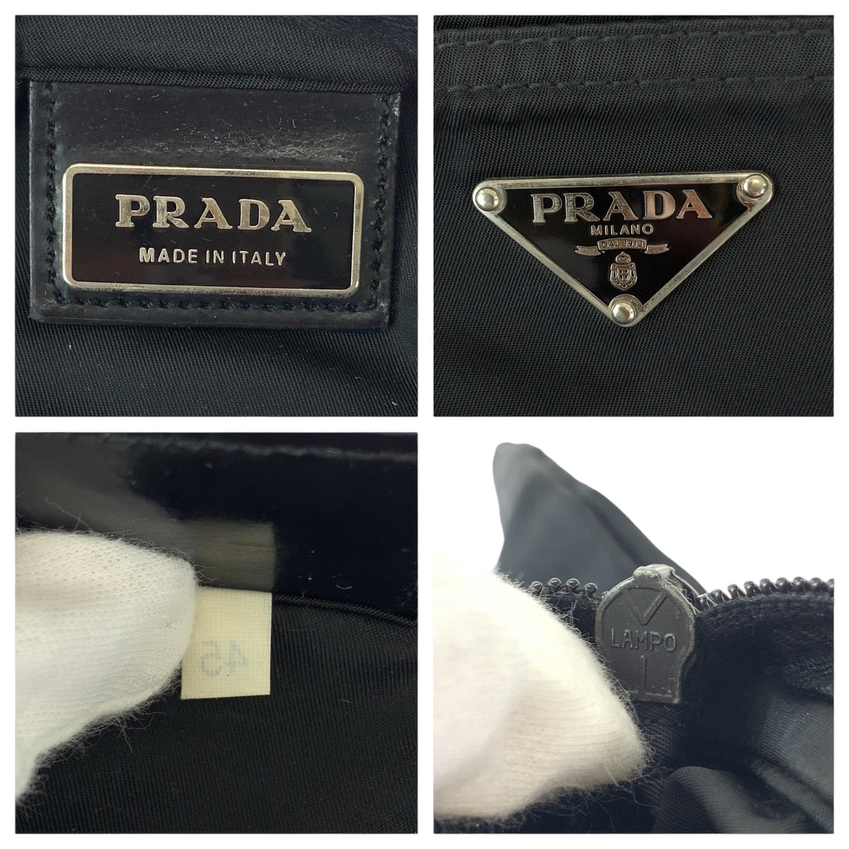 PRADA Shoulder Bag Nylon black Test Triangle With logo