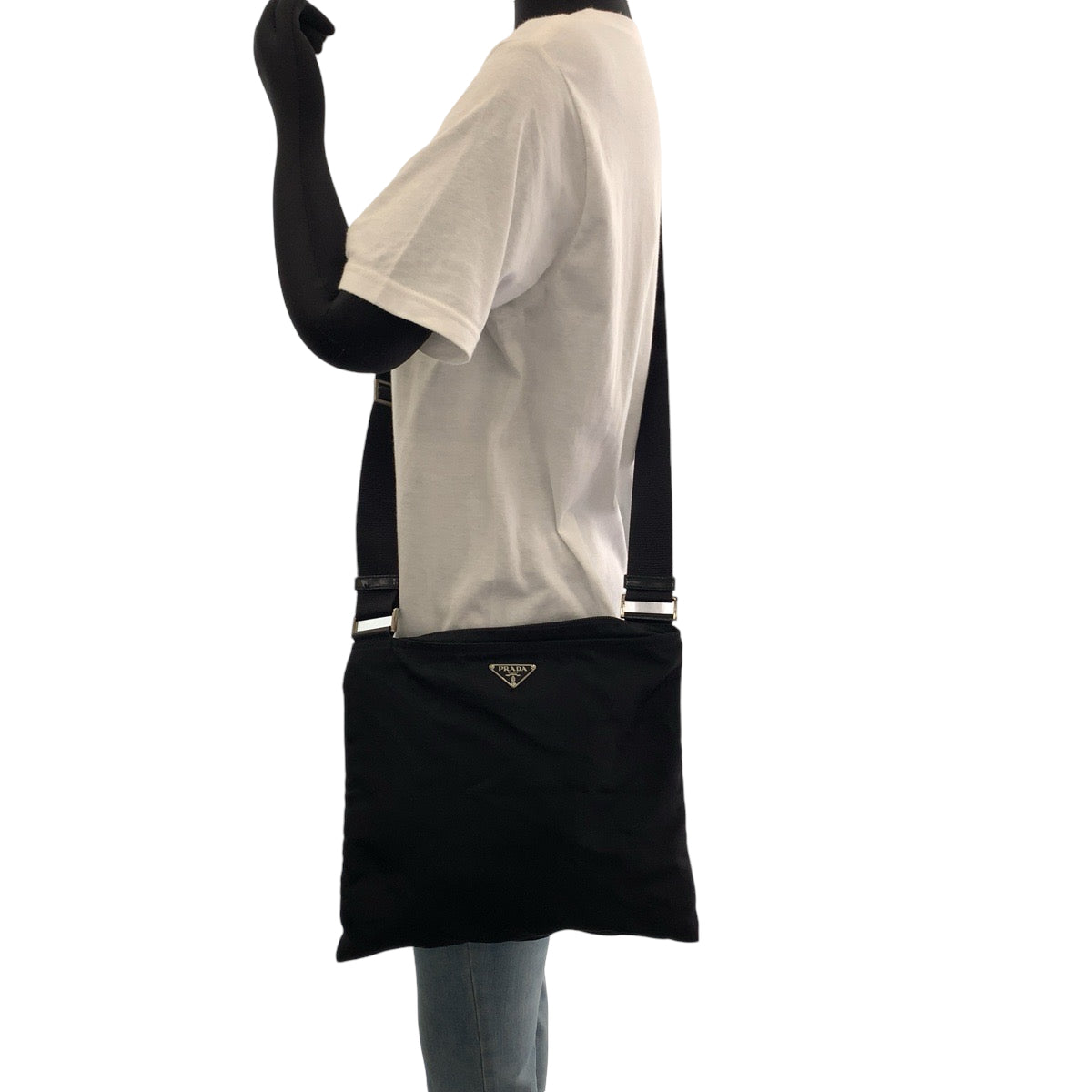 PRADA Shoulder Bag Nylon black Test Triangle With logo