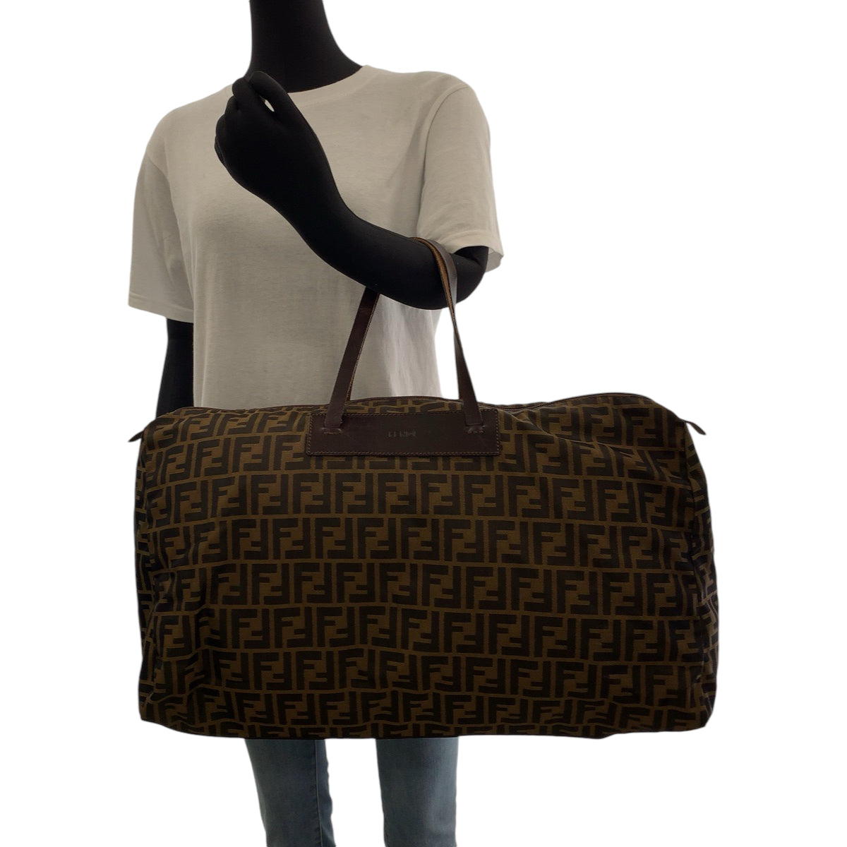 FENDI Boston Duffel bag 15418 0 009 canvas Brown Silver Metal Zucca