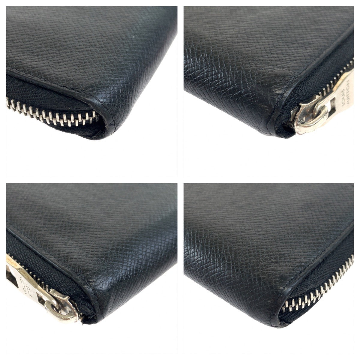 LOUIS VUITTON Long Wallet Purse M30503 leather black Taiga Zippy Wallet Vertical
