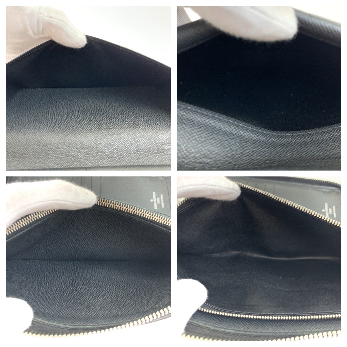 LOUIS VUITTON Long Wallet Purse M30503 leather black Taiga Zippy Wallet Vertical