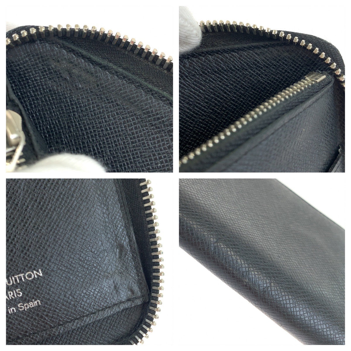 LOUIS VUITTON Long Wallet Purse M30503 leather black Taiga Zippy Wallet Vertical