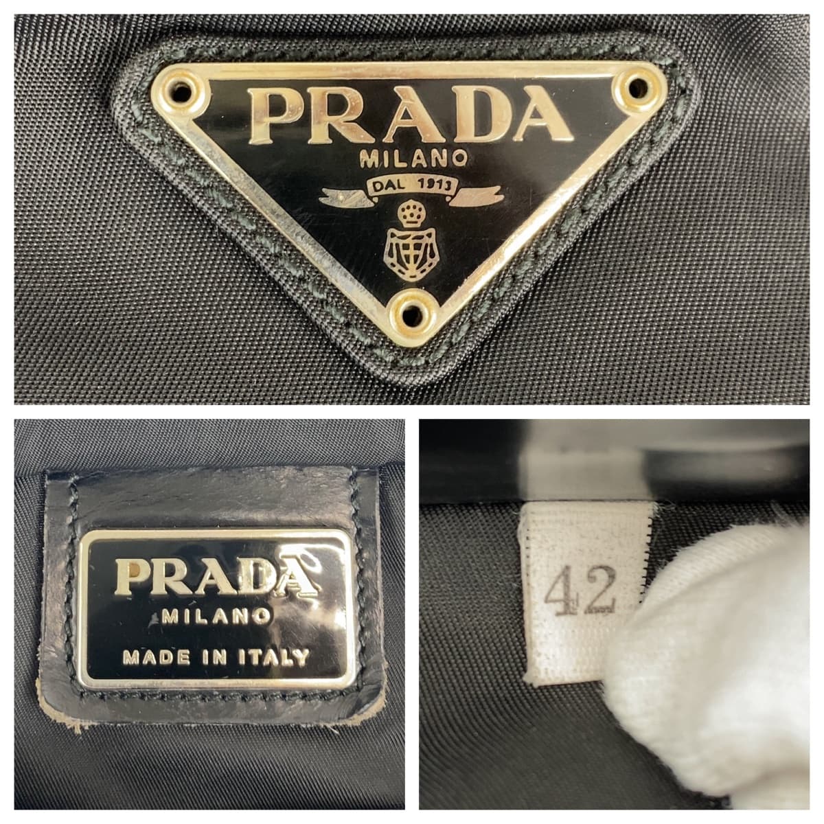 PRADA Shoulder Bag Nylon black Test Triangle With logo
