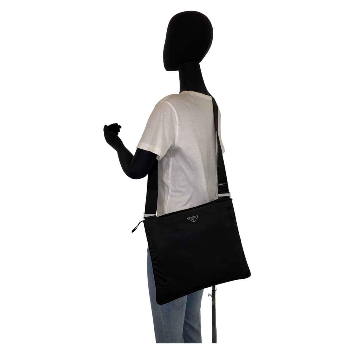PRADA Shoulder Bag Nylon black Test Triangle With logo