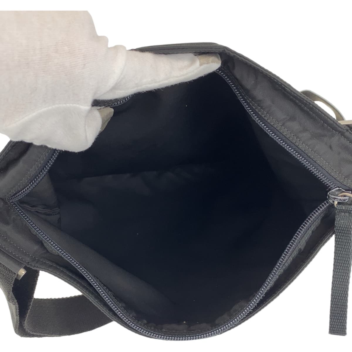 PRADA Shoulder Bag Nylon black Test Triangle With logo